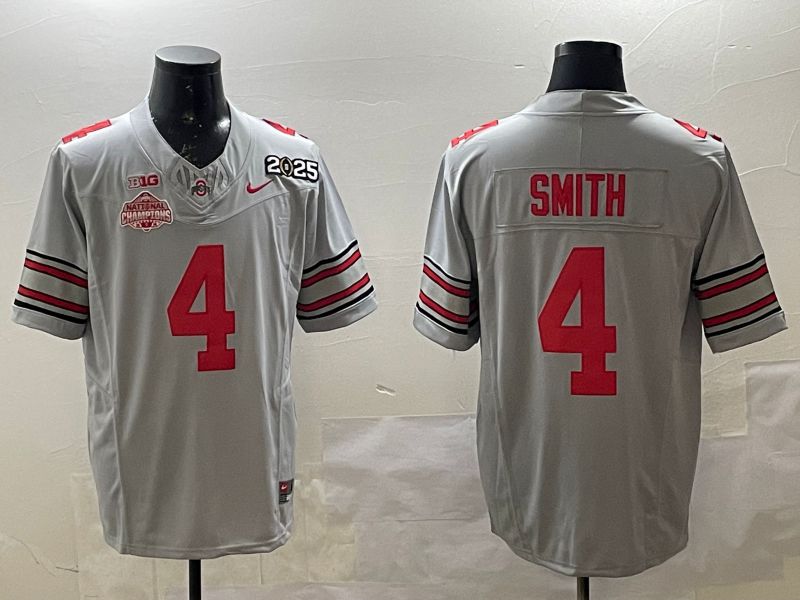 Men Ohio State Buckeyes #4 Smith Grey Black Three generations Nike 2025 NCAA Jersey->ncaa teams->NCAA Jersey